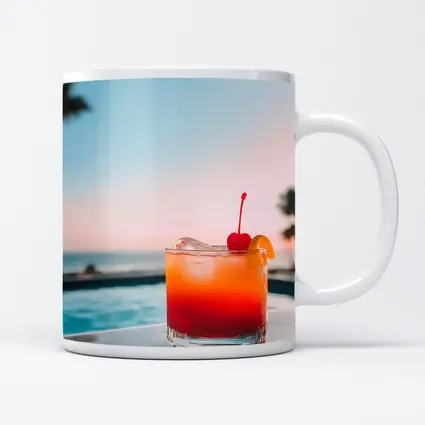 Tropical Cocktail Sunset Ocean Pool View