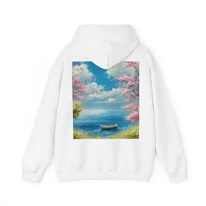 Cherry Blossom Trees Boat Peaceful Ocean View