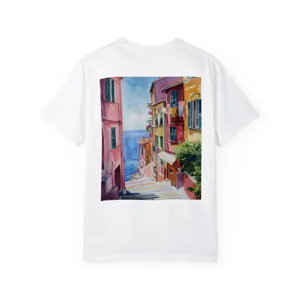 Italian Coastal Village Watercolor Street Scene