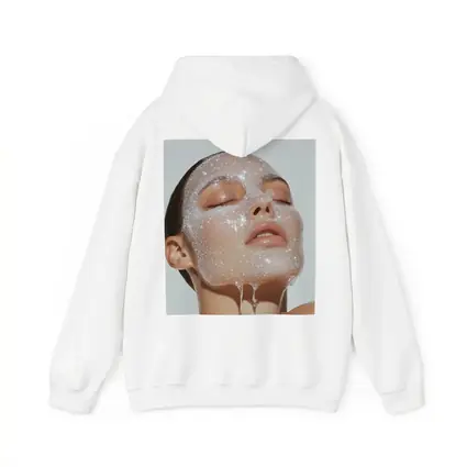 Woman Face Sparkling Foam Skincare White Background