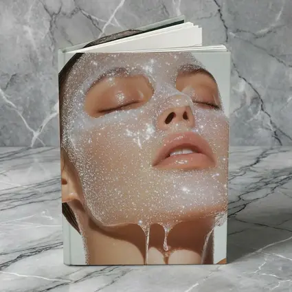 Woman Face Sparkling Foam Skincare White Background