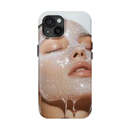 Woman Face Sparkling Foam Skincare White Background