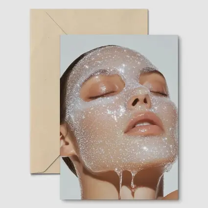 Woman Face Sparkling Foam Skincare White Background