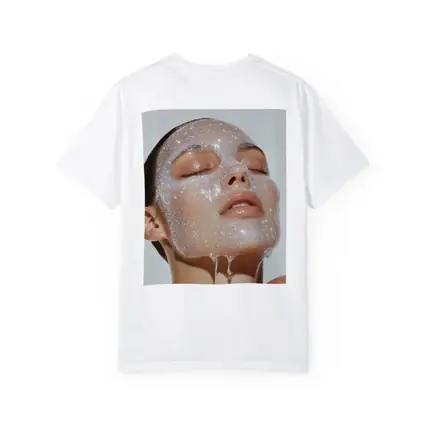 Woman Face Sparkling Foam Skincare White Background