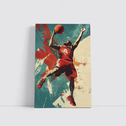 Basketball Player Dunking Retro Grunge Art
