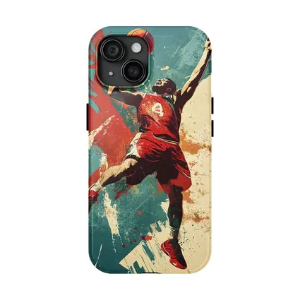 Basketball Player Dunking Retro Grunge Art