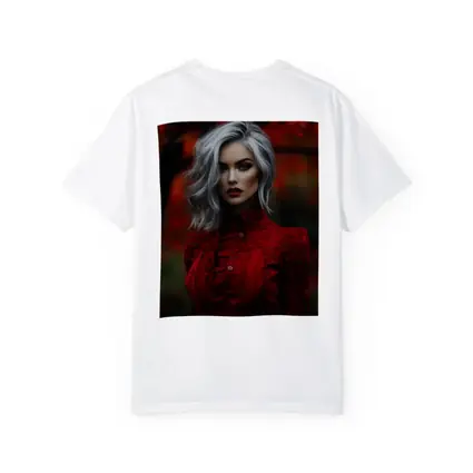 Silver Hair Woman Red Lace Autumn