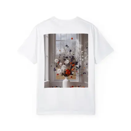 White Flowers Orange Berries Window Vase
