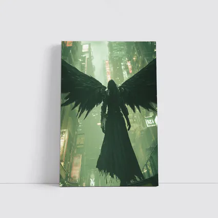 Dark Angel Black Wings Cyberpunk City