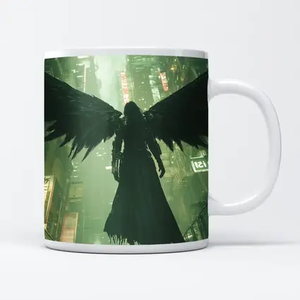 Dark Angel Black Wings Cyberpunk City