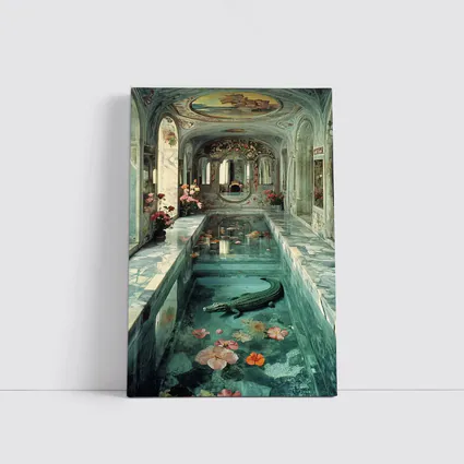 Crocodile In Ornate Marble Palace Pool