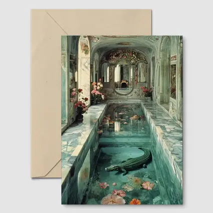 Crocodile In Ornate Marble Palace Pool