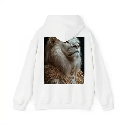 White Lion Gold Robe Dark Background Portrait