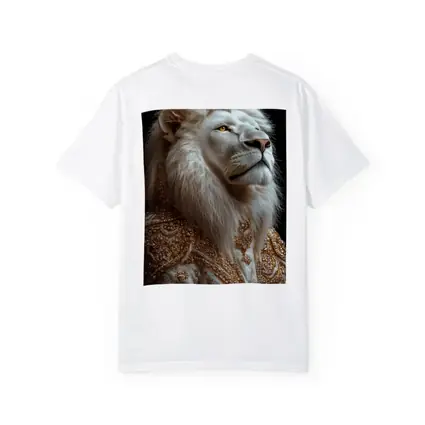 White Lion Gold Robe Dark Background Portrait