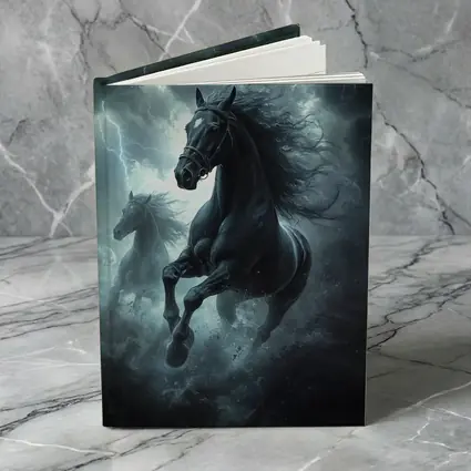 Black Horses Running Through Lightning Storm