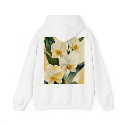 White Orchid Flowers Painting Warm Yellow Background
