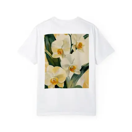 White Orchid Flowers Painting Warm Yellow Background