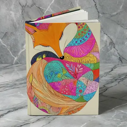 Sleeping Fox Colorful Floral Pattern Art