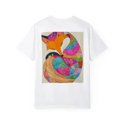 Sleeping Fox Colorful Floral Pattern Art