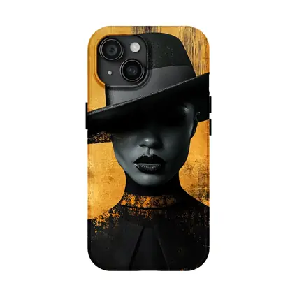 Black Woman Wide Hat Gold Background Art