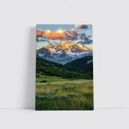 Snow Capped Mountain Peak Green Valley Landscape