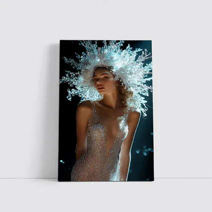 Woman Crystal Crown Gown Dark Background