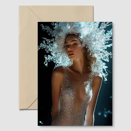 Woman Crystal Crown Gown Dark Background