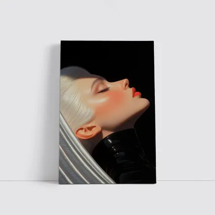 Blonde Woman Portrait Black Background Art
