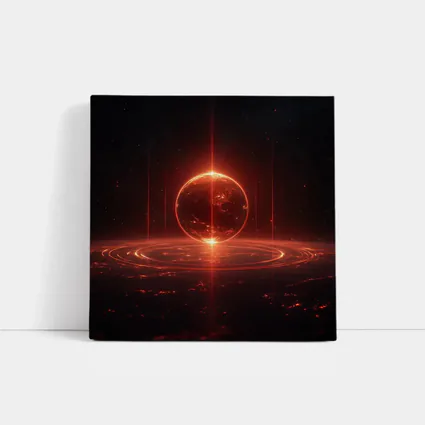 Red Glowing Planet Dark Space Art
