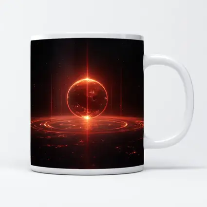 Red Glowing Planet Dark Space Art