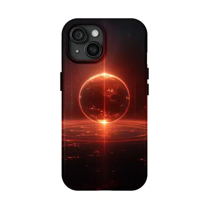 Red Glowing Planet Dark Space Art