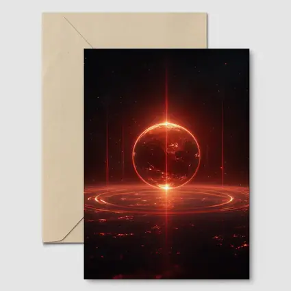 Red Glowing Planet Dark Space Art