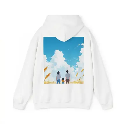 Anime Family Standing in Golden Wheat Field