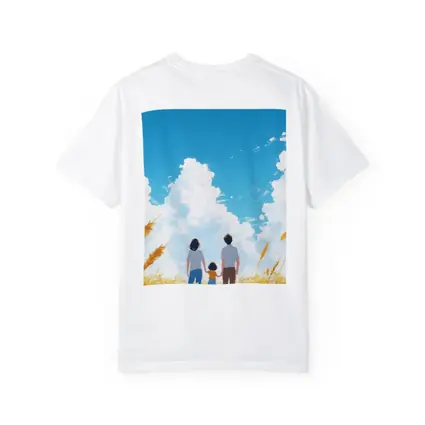 Anime Family Standing in Golden Wheat Field