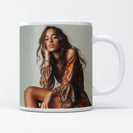 Boho Woman Paisley Dress Neutral Studio