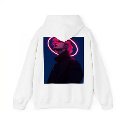 Neon Halo Figure Dark Blue Night Sky