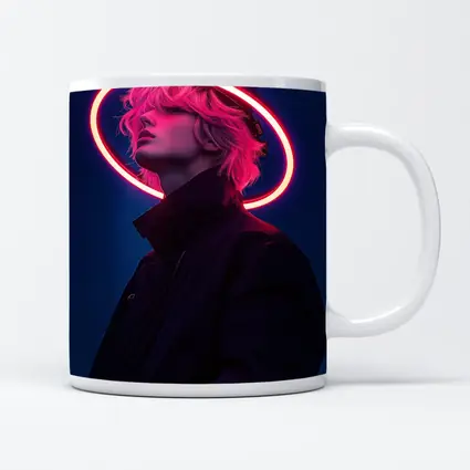 Neon Halo Figure Dark Blue Night Sky