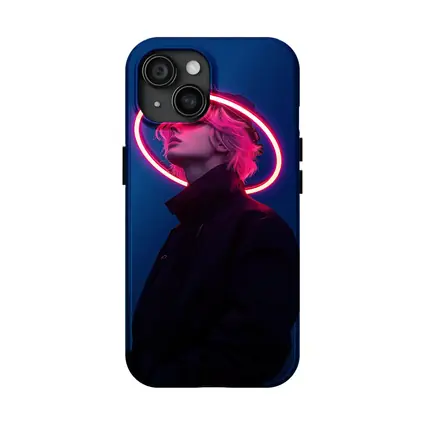Neon Halo Figure Dark Blue Night Sky
