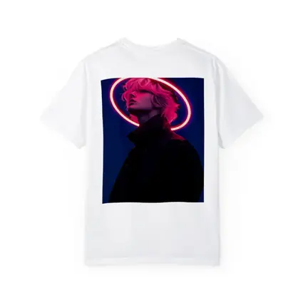 Neon Halo Figure Dark Blue Night Sky