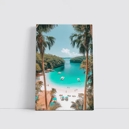 Tropical Beach Turquoise Lagoon Palm Trees