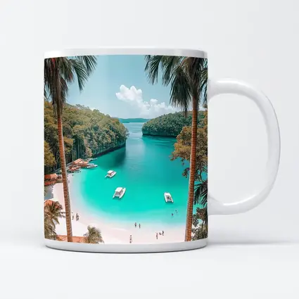 Tropical Beach Turquoise Lagoon Palm Trees