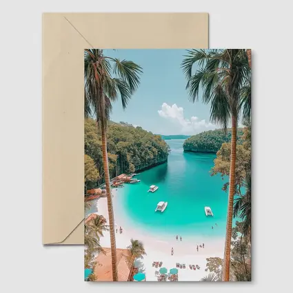 Tropical Beach Turquoise Lagoon Palm Trees