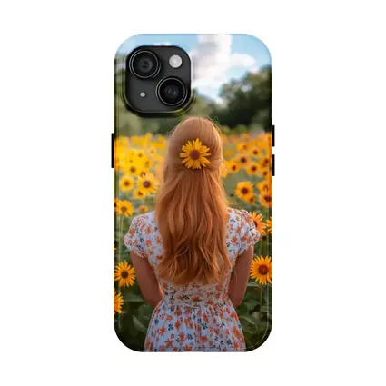 Red Hair Girl Sunflower Field Summer