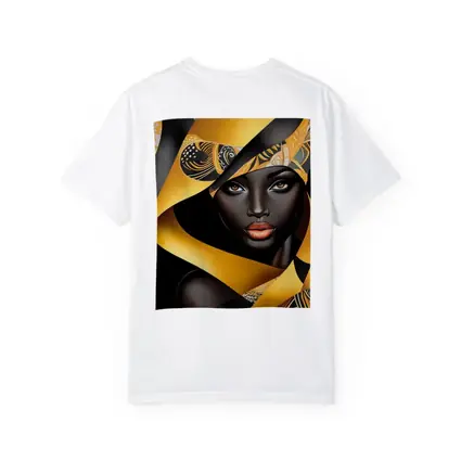Black Woman Gold Ribbons Abstract Art