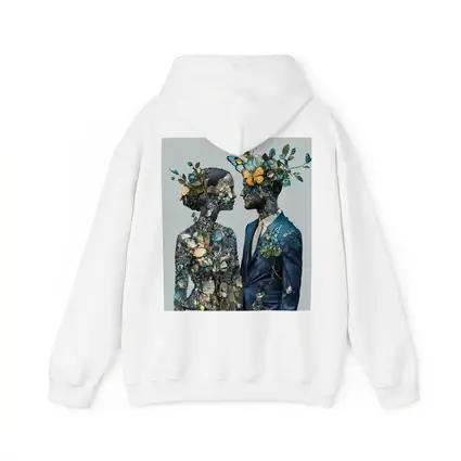 Couple Floral Collage Art Blue Tones