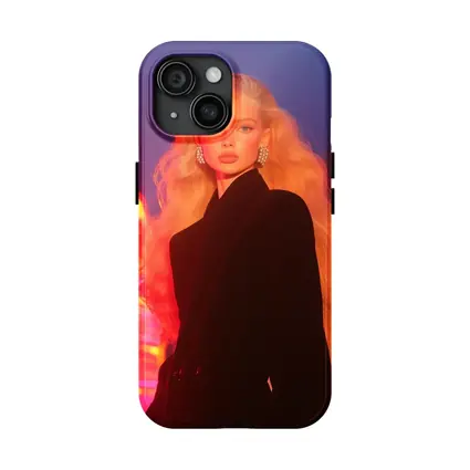 Blonde Woman Black Blazer Neon City Night