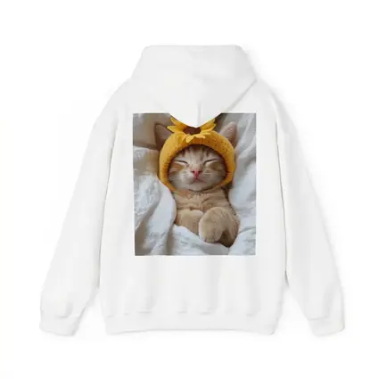 Sleeping Ginger Cat Sunflower Hat White Bedding