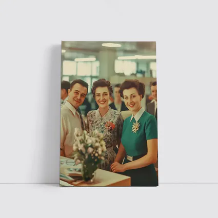 Retro Fifties Office Workers Smiling Together