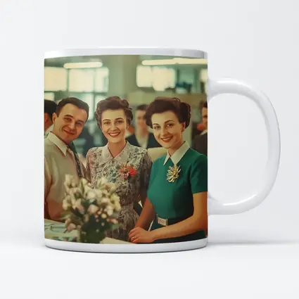 Retro Fifties Office Workers Smiling Together