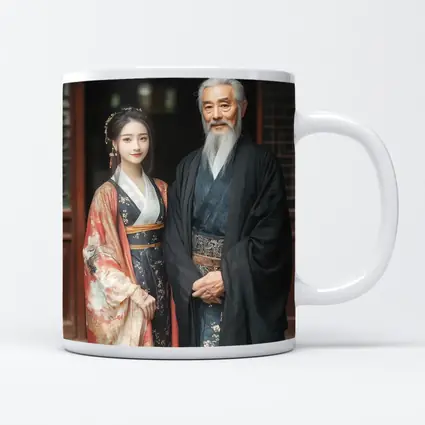 Traditional Chinese Hanfu Couple Ancient Courtyard